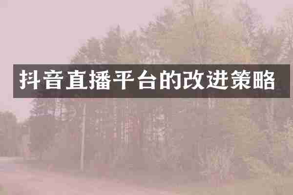 抖音直播平台的改进策略