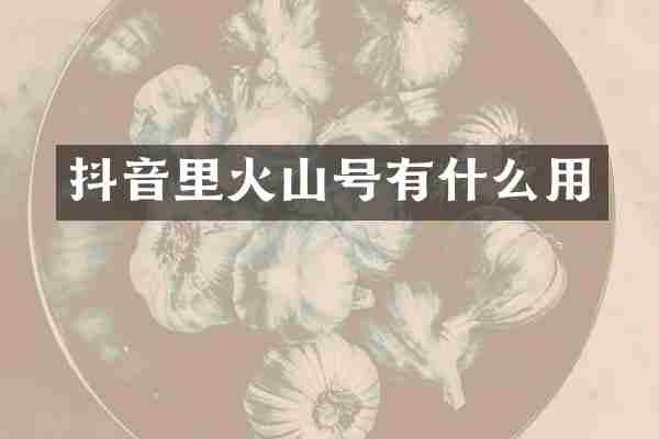 抖音里火山号有什么用
