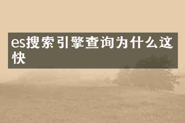 es搜索引擎查询为什么这么快