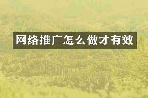 网络推广怎么做才有效