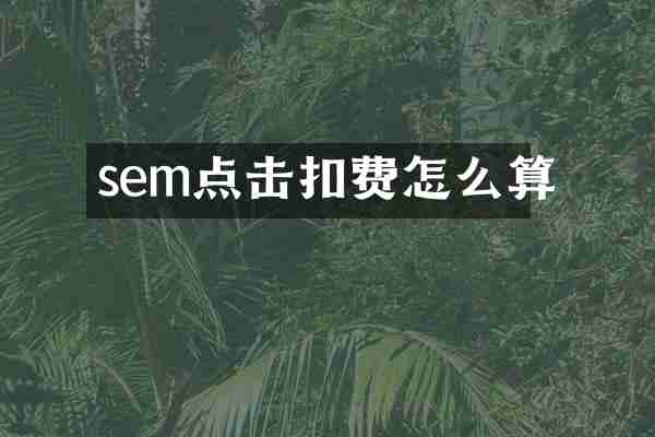 sem点击扣费怎么算