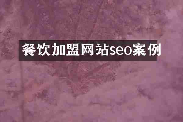 餐饮加盟网站seo案例