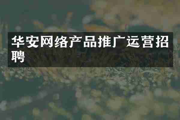 华安网络产品推广运营招聘