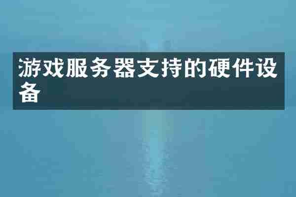 游戏服务器支持的硬件设备