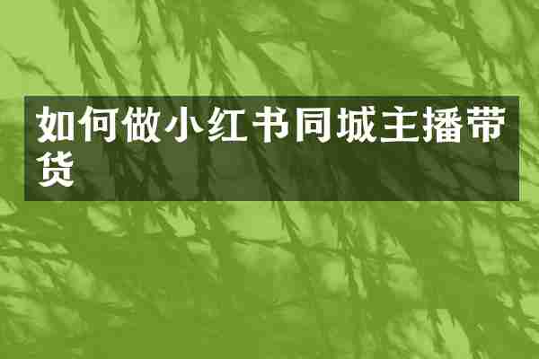 如何做小红书同城主播带货