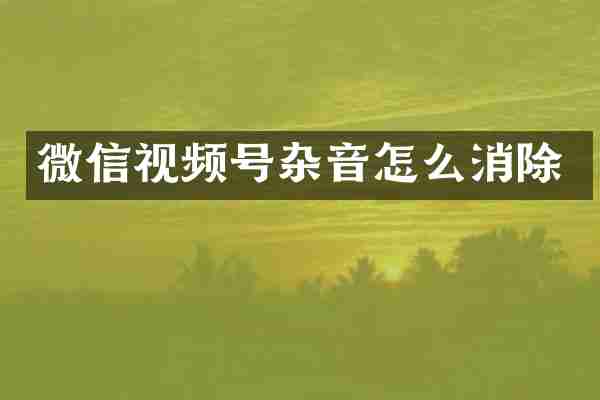 微信视频号杂音怎么消除