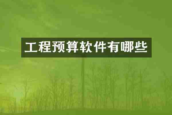 工程预算软件有哪些