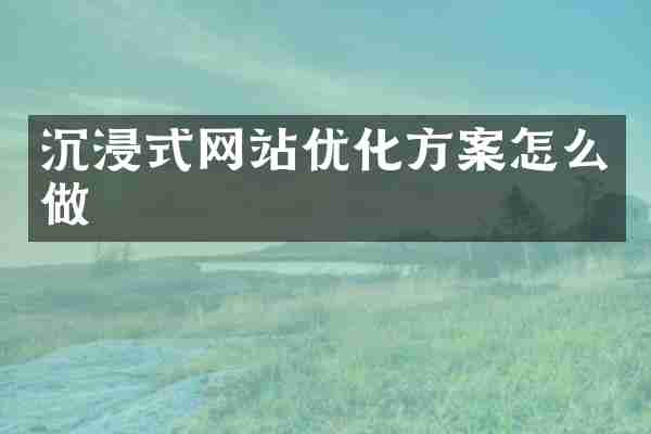 沉浸式网站优化方案怎么做