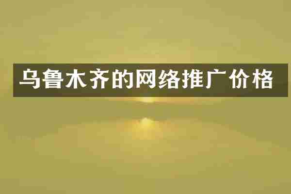 乌鲁木齐的网络推广价格