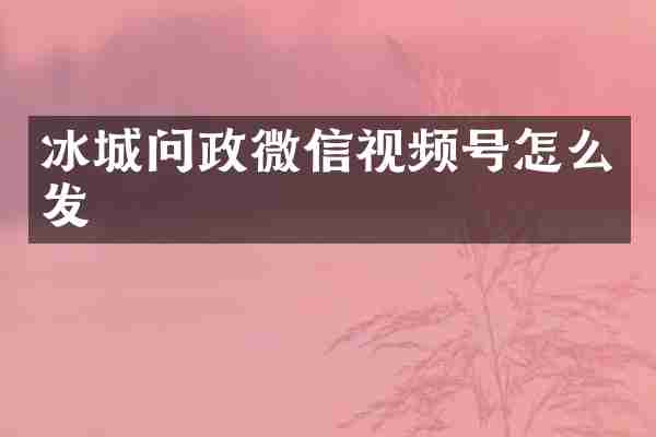 冰城问政微信视频号怎么发