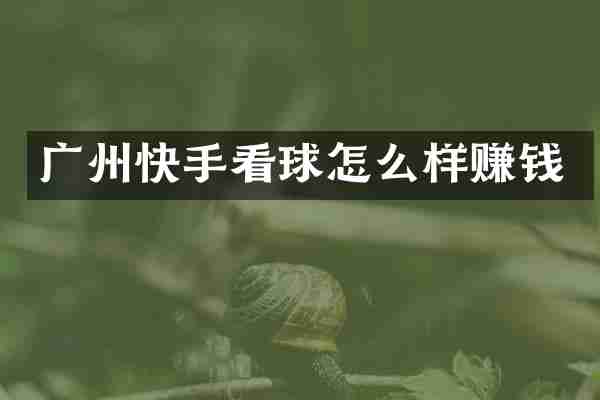 广州快手看球怎么样赚钱