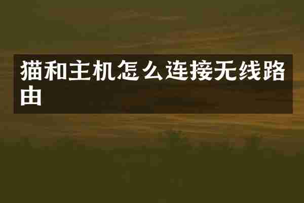猫和主机怎么连接无线路由
