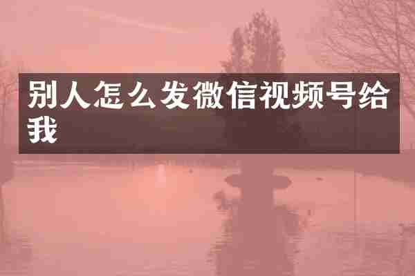 别人怎么发微信视频号给我