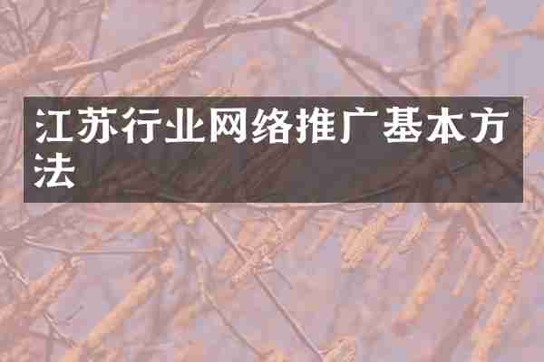江苏行业网络推广基本方法