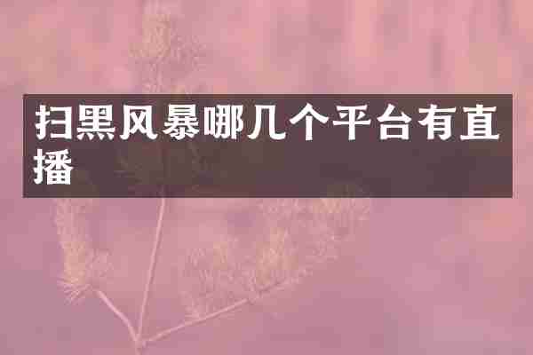 扫黑风暴哪几个平台有直播