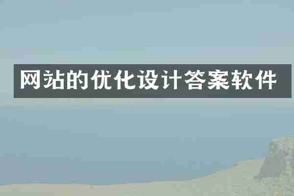网站的优化设计答案软件