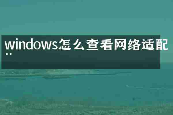 windows怎么查看网络适配器
