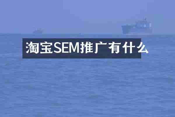 淘宝SEM推广有什么