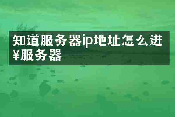 知道服务器ip地址怎么进入服务器