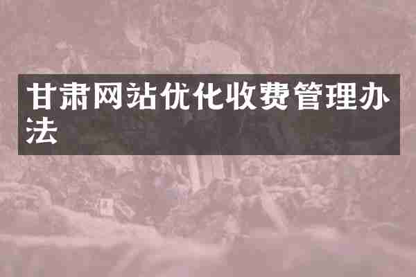 甘肃网站优化收费管理办法