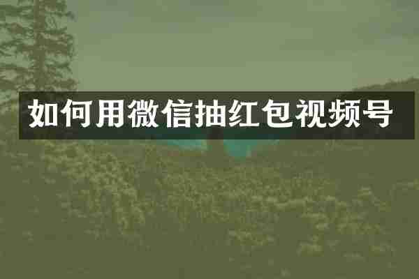 如何用微信抽红包视频号