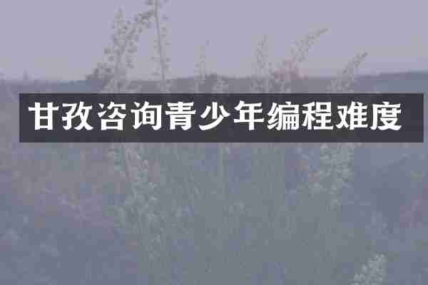 甘孜咨询青少年编程难度