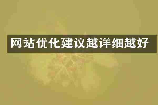 网站优化建议越详细越好