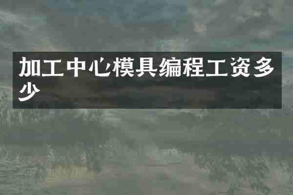加工中心模具编程工资多少