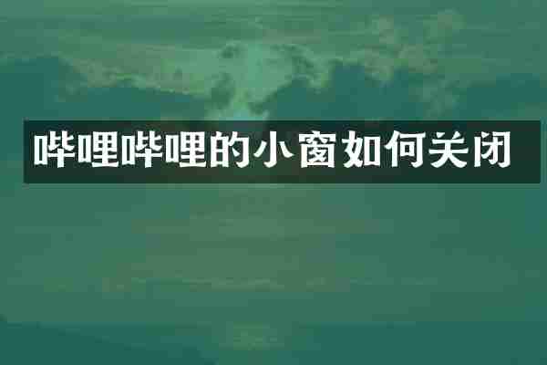 哔哩哔哩的小窗如何关闭