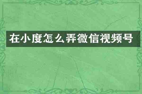 在小度怎么弄微信视频号