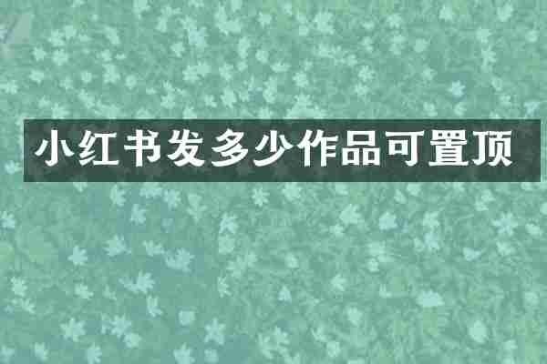 小红书发多少作品可置顶