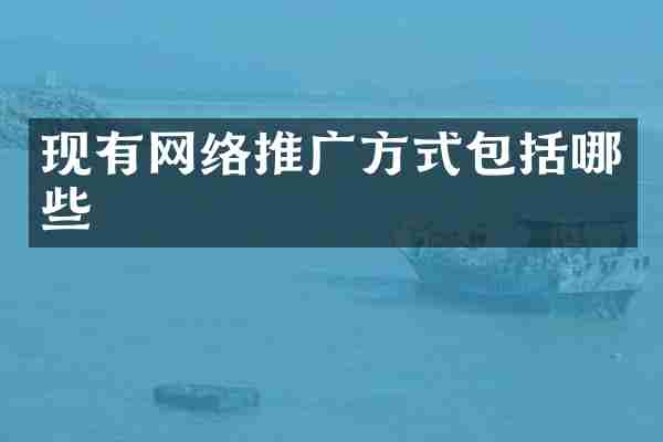 现有网络推广方式包括哪些