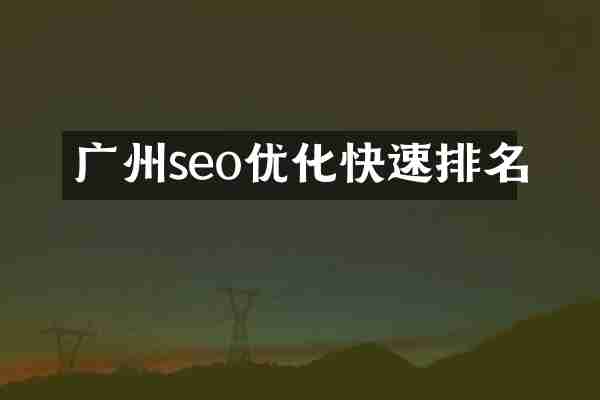 广州seo优化快速排名