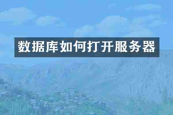 数据库如何打开服务器