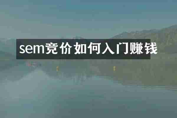 sem竞价如何入门赚钱