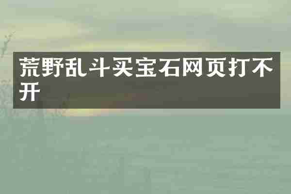 荒野乱斗买宝石网页打不开