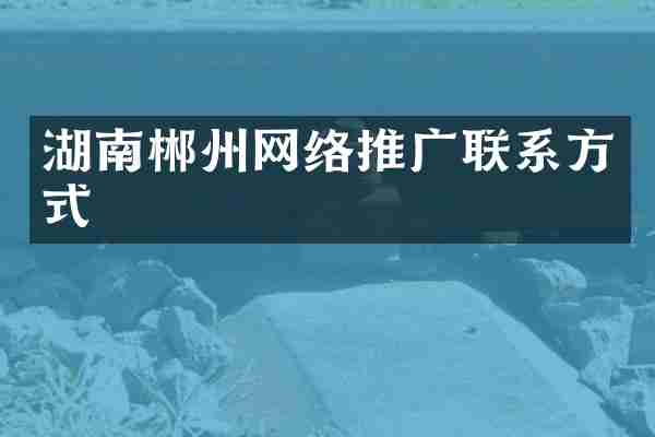 湖南郴州网络推广联系方式