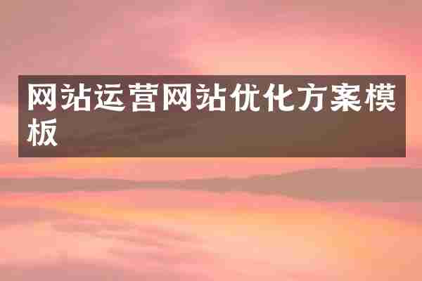 网站运营网站优化方案模板