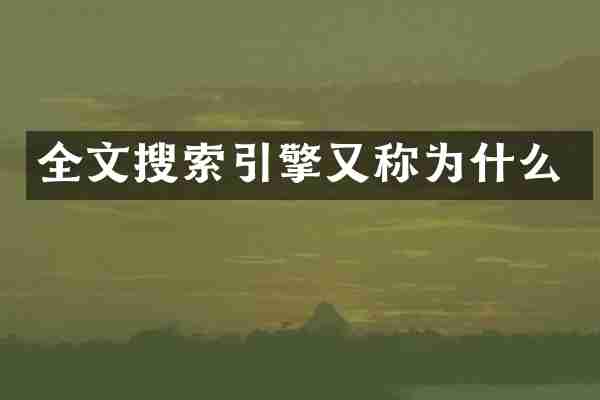 全文搜索引擎又称为什么