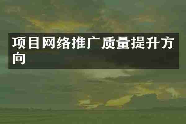 项目网络推广质量提升方向