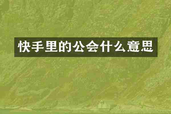 快手里的公会什么意思
