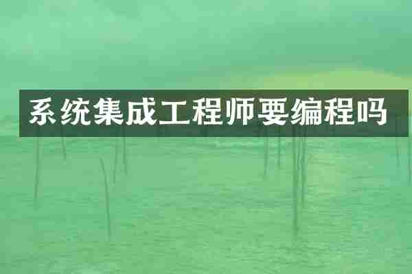 系统集成工程师要编程吗