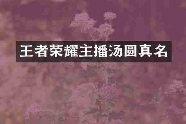 王者荣耀主播汤圆真名