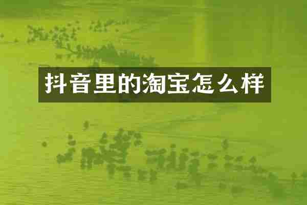 抖音里的淘宝怎么样
