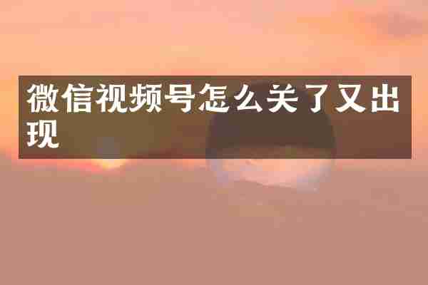 微信视频号怎么关了又出现