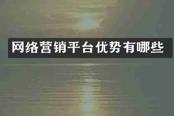 网络营销平台优势有哪些