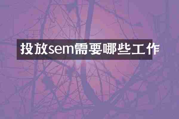 投放sem需要哪些工作