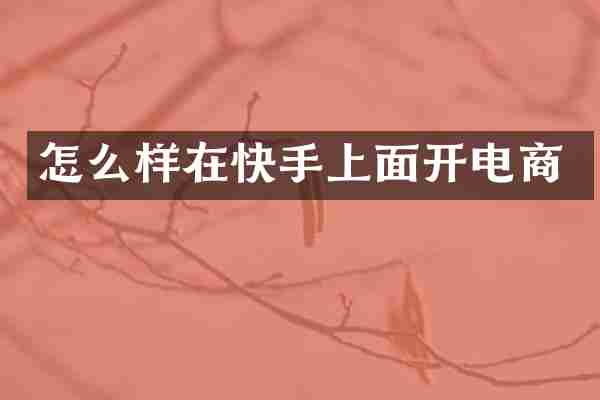 怎么样在快手上面开电商