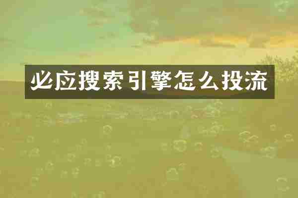必应搜索引擎怎么投流