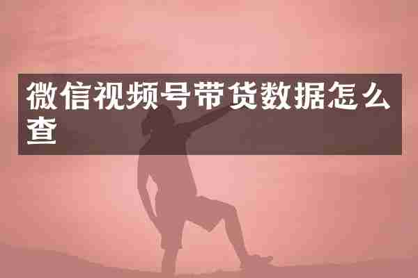 微信视频号带货数据怎么查